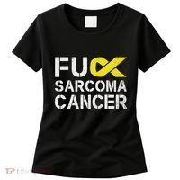 Fuck Sarcoma Cancer Awareness Yellow Ribbon Warrior Fighter Women's T-Shirt thumb 0