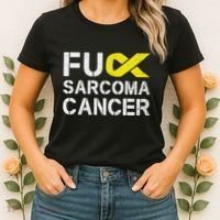 Fuck Sarcoma Cancer Awareness Yellow Ribbon Warrior Fighter Women's T-Shirt thumb 2