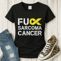 Fuck Sarcoma Cancer Awareness Yellow Ribbon Warrior Fighter Women's T-Shirt thumb 3