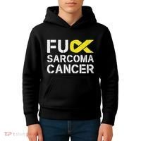Fuck Sarcoma Cancer Awareness Yellow Ribbon Warrior Fighter Kids Hoodie thumb 4