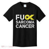 Fuck Sarcoma Cancer Awareness Yellow Ribbon Warrior Fighter Kids T-Shirt thumb 0
