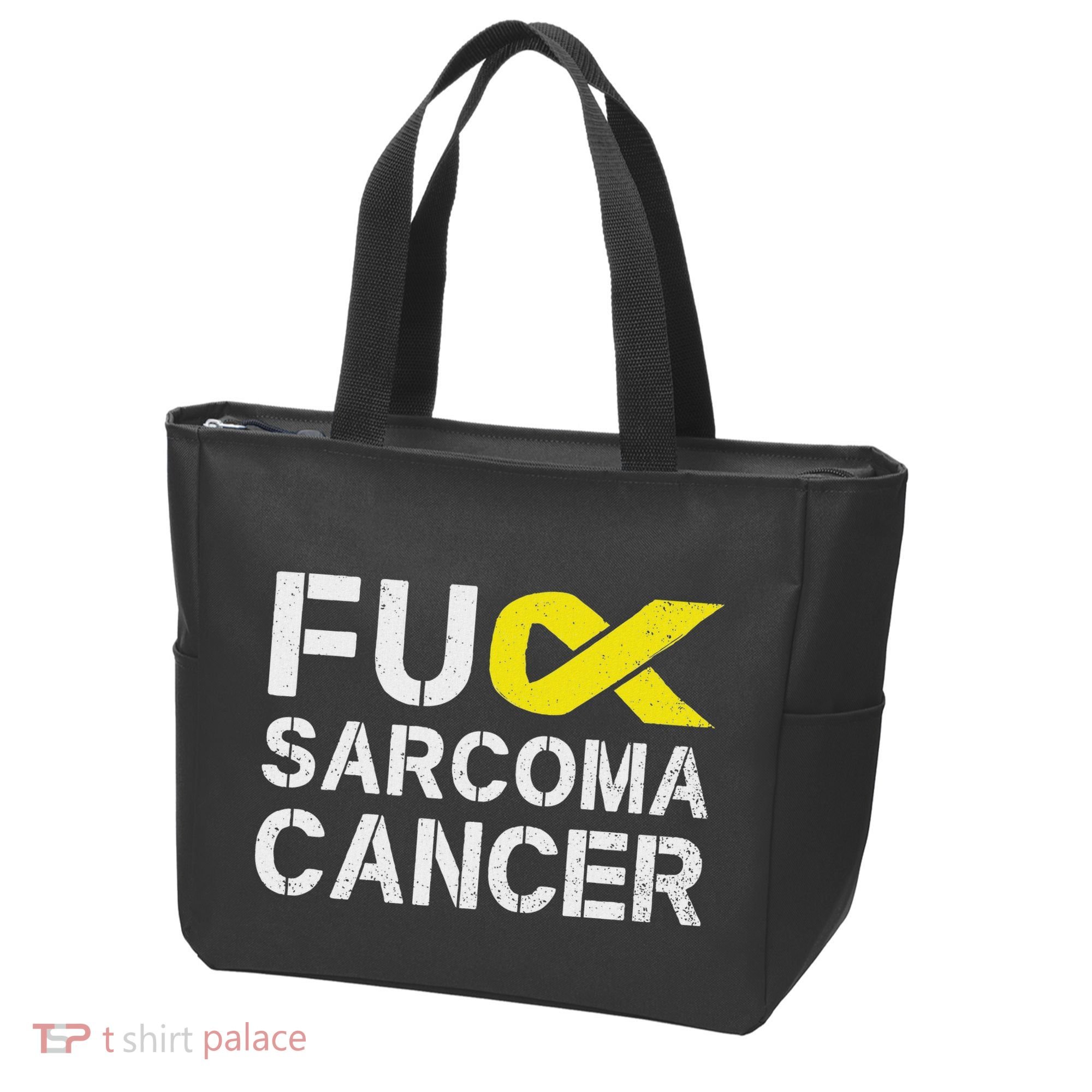 Fuck Sarcoma Cancer Awareness Yellow Ribbon Warrior Fighter Tote Bag