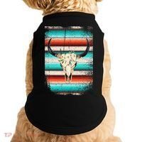 Funny Serape Cow Boho Print Flower Rustic Turquoise Doggie Tank thumb 0