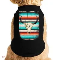 Funny Serape Cow Boho Print Flower Rustic Turquoise Doggie Tank thumb 0