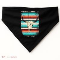Funny Serape Cow Boho Print Flower Rustic Turquoise USA-Made Doggie Bandana thumb 0