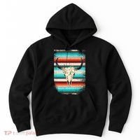 Funny Serape Cow Boho Print Flower Rustic Turquoise Hoodie thumb 0