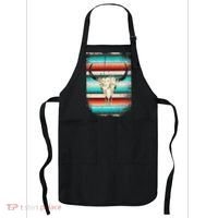 Funny Serape Cow Boho Print Flower Rustic Turquoise Apron thumb 0