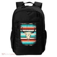 Funny Serape Cow Boho Print Flower Rustic Turquoise Backpack thumb 0