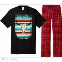 Funny Serape Cow Boho Print Flower Rustic Turquoise Pajama Set thumb 0