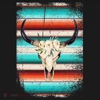 Funny Serape Cow Boho Print Flower Rustic Turquoise Pajama Set thumb 2