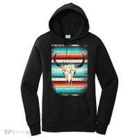 Funny Serape Cow Boho Print Flower Rustic Turquoise Women's Hoodie thumb 0