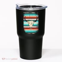 Funny Serape Cow Boho Print Flower Rustic Turquoise Tumbler thumb 0