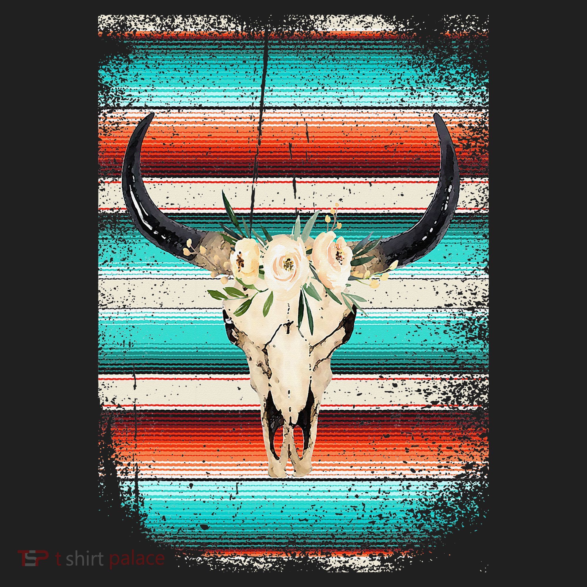 Funny Serape Cow Boho Print Flower Rustic Turquoise Tumbler