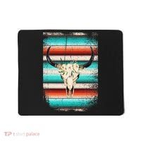 Funny Serape Cow Boho Print Flower Rustic Turquoise Mousepad thumb 0