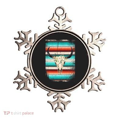 Funny Serape Cow Boho Print Flower Rustic Turquoise Ornament