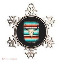 Funny Serape Cow Boho Print Flower Rustic Turquoise Ornament thumb 0