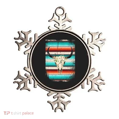 Funny Serape Cow Boho Print Flower Rustic Turquoise Ornament