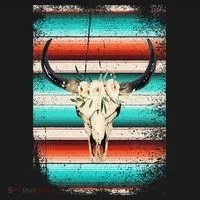 Funny Serape Cow Boho Print Flower Rustic Turquoise Toddler Hoodie thumb 2