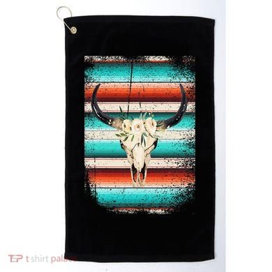 Funny Serape Cow Boho Print Flower Rustic Turquoise Golf Towel