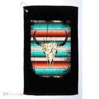 Funny Serape Cow Boho Print Flower Rustic Turquoise Golf Towel thumb 0
