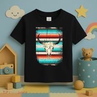 Funny Serape Cow Boho Print Flower Rustic Turquoise Toddler T-Shirt thumb 3
