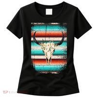 Funny Serape Cow Boho Print Flower Rustic Turquoise Women's T-Shirt thumb 0
