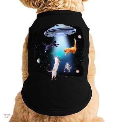 Funny Space Cats Abduction Whimsical Ufo Design Doggie Tank