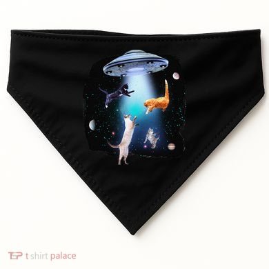 Funny Space Cats Abduction Whimsical Ufo Design USA-Made Doggie Bandana