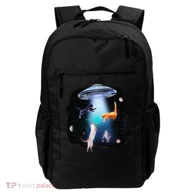 Funny Space Cats Abduction Whimsical Ufo Design Backpack