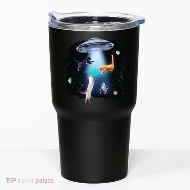 Funny Space Cats Abduction Whimsical Ufo Design Tumbler