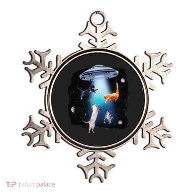 Funny Space Cats Abduction Whimsical Ufo Design Ornament