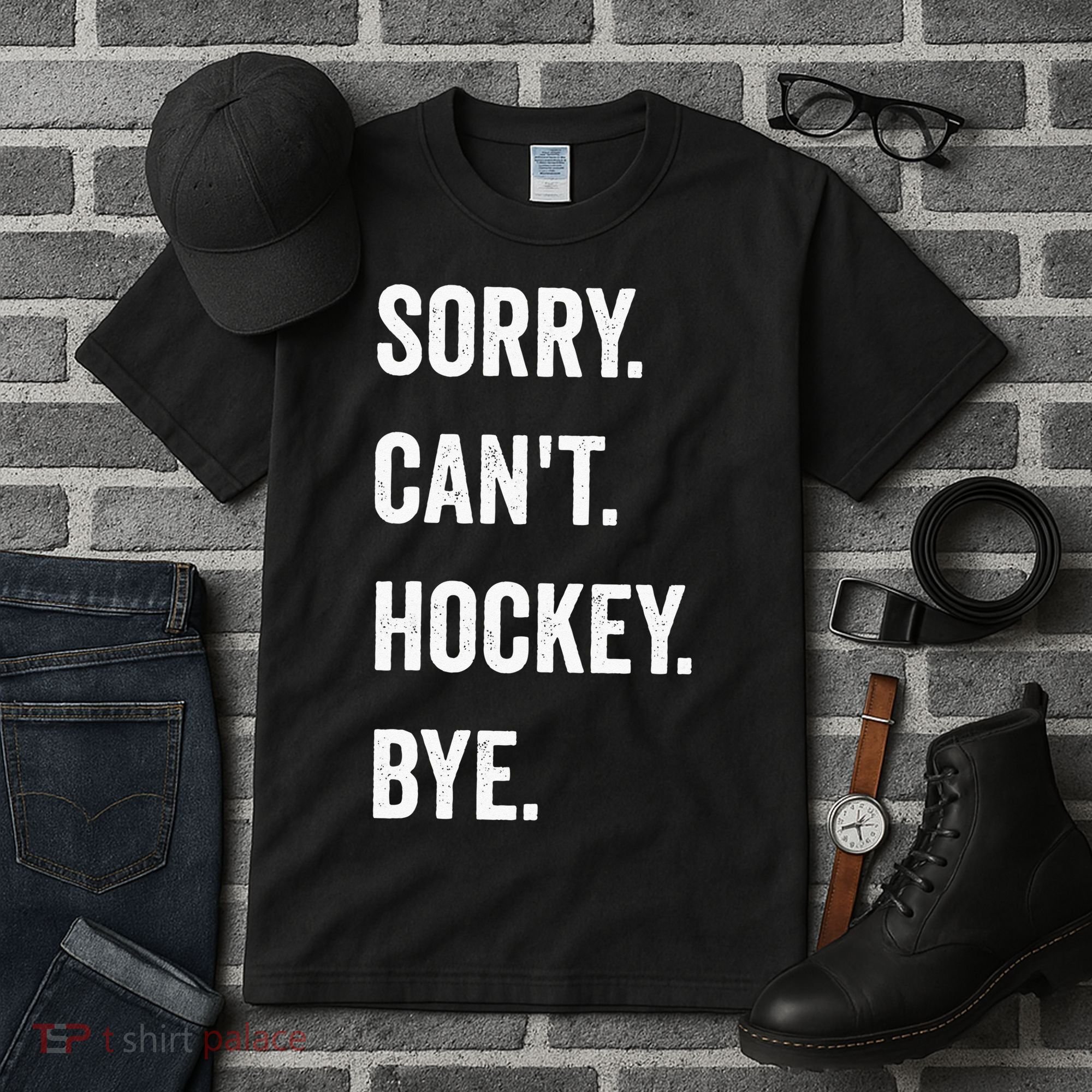 Funny Sorry Cant Hockey Bye Hockey Player Coach Team Tall T-Shirt