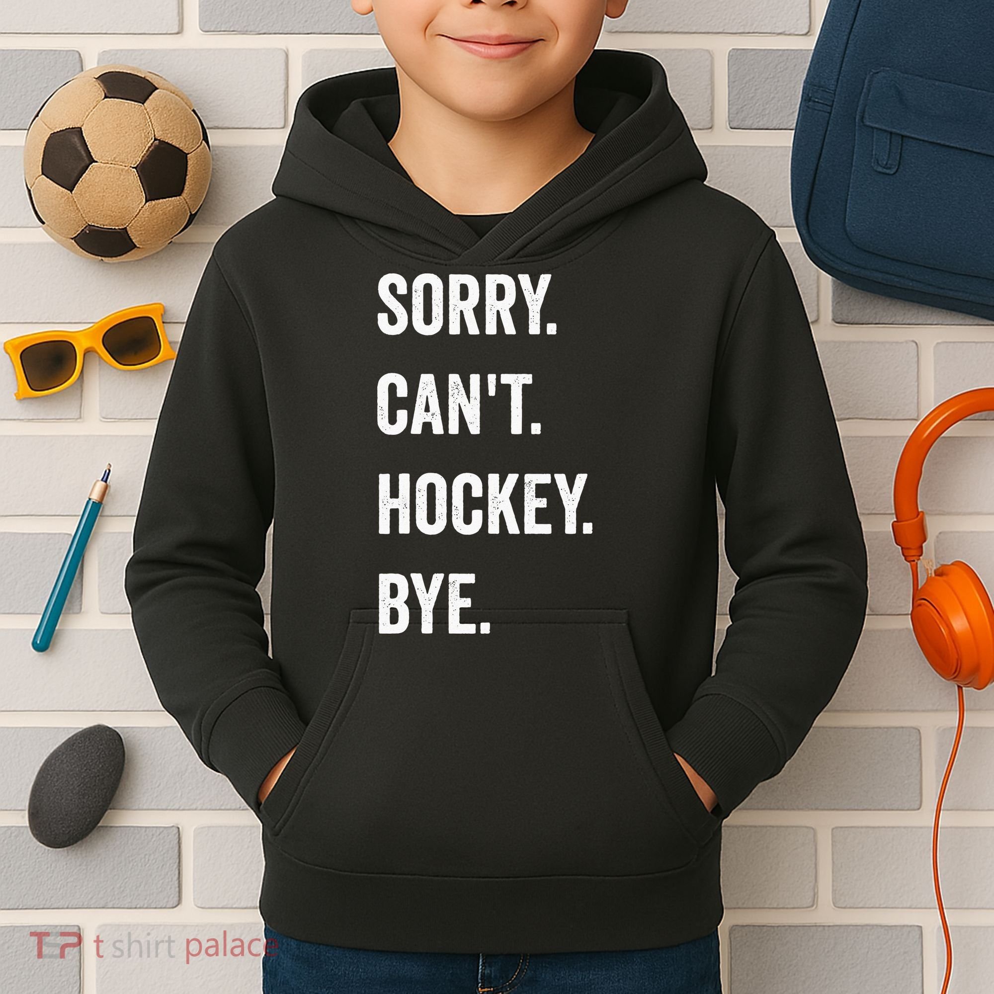 Funny Sorry Cant Hockey Bye Hockey Player Coach Team Kids Hoodie