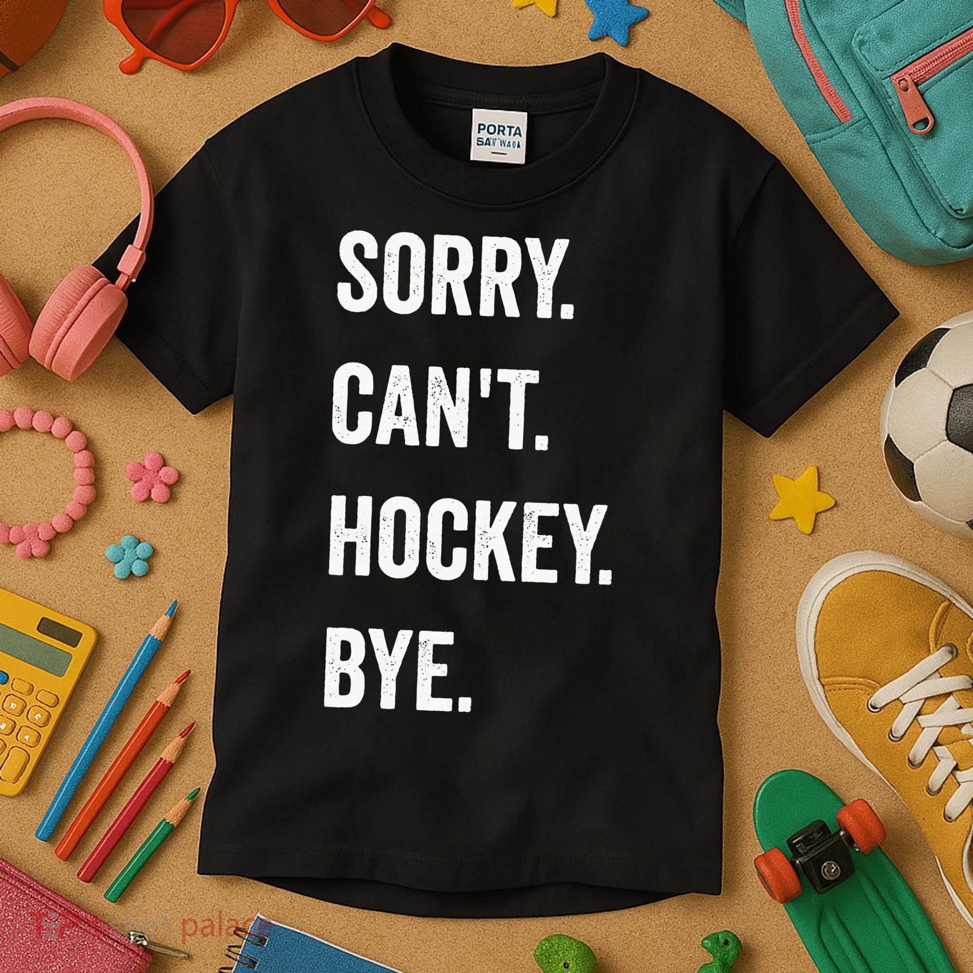 Funny Sorry Cant Hockey Bye Hockey Player Coach Team Kids T-Shirt
