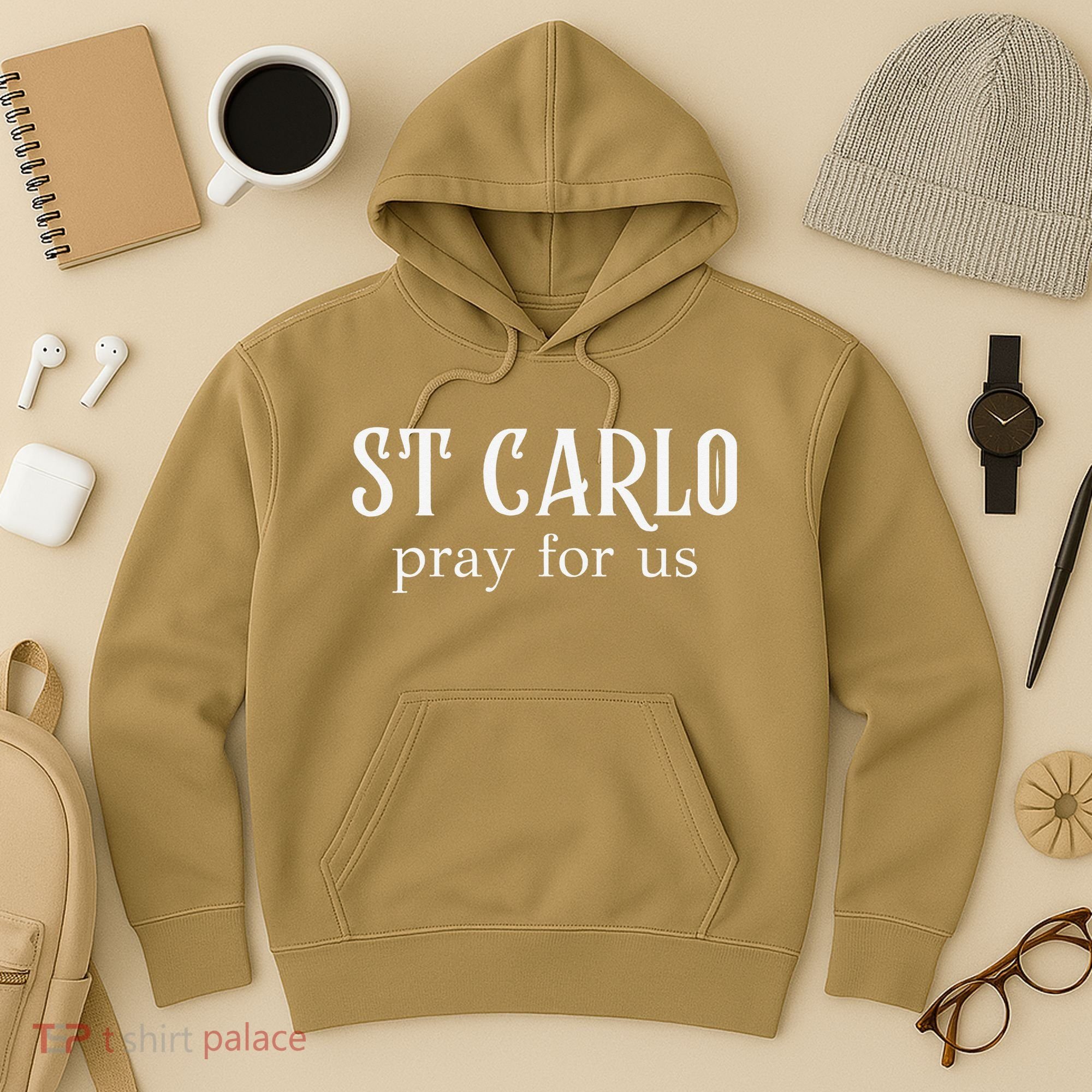 Funny St Carlo Pray For Us Catholic Millenial Saint Hoodie