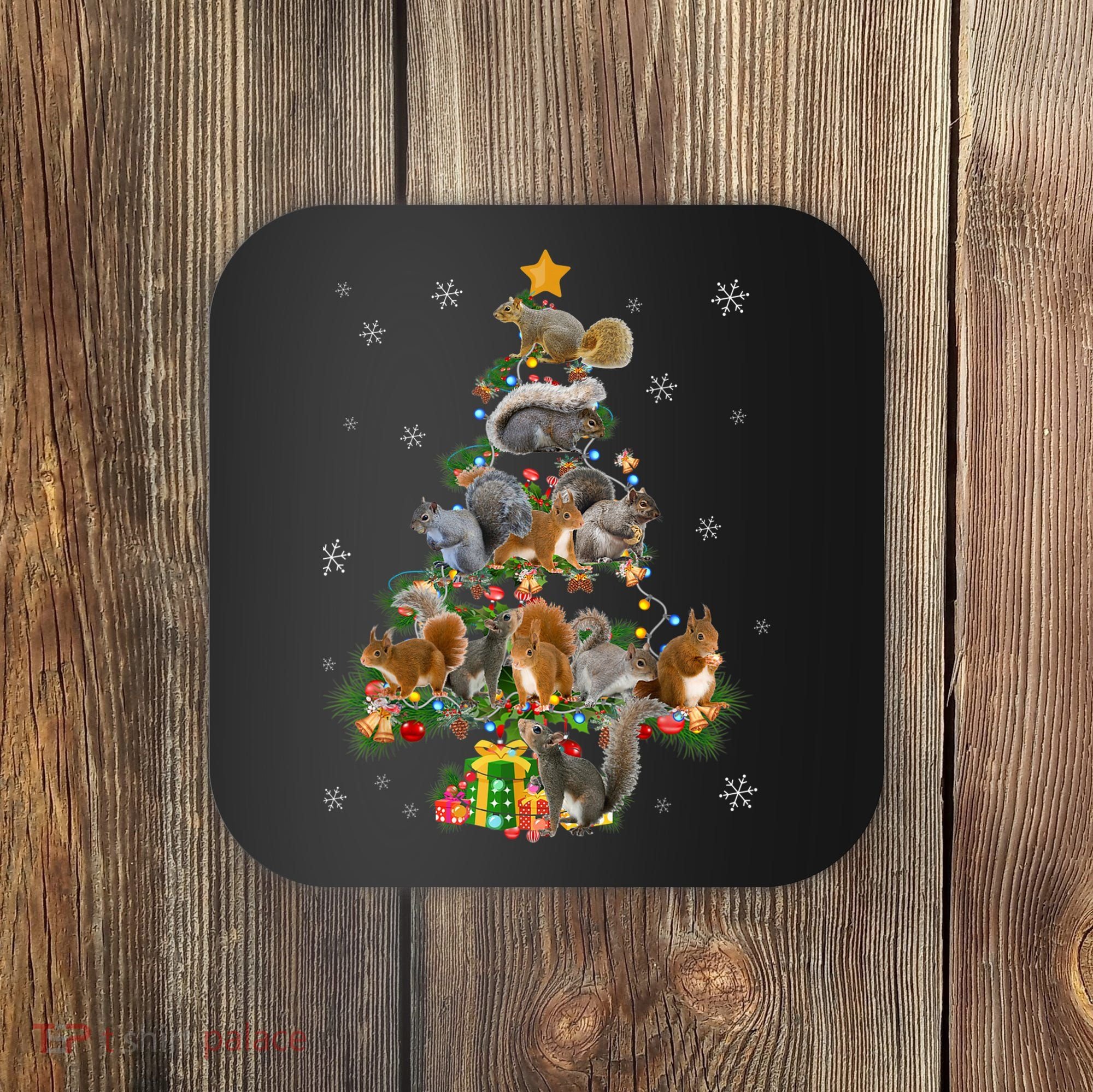 Funny Squirrel Christmas Tree Squirrel Lover Xmas Gifts TShirt Coaster