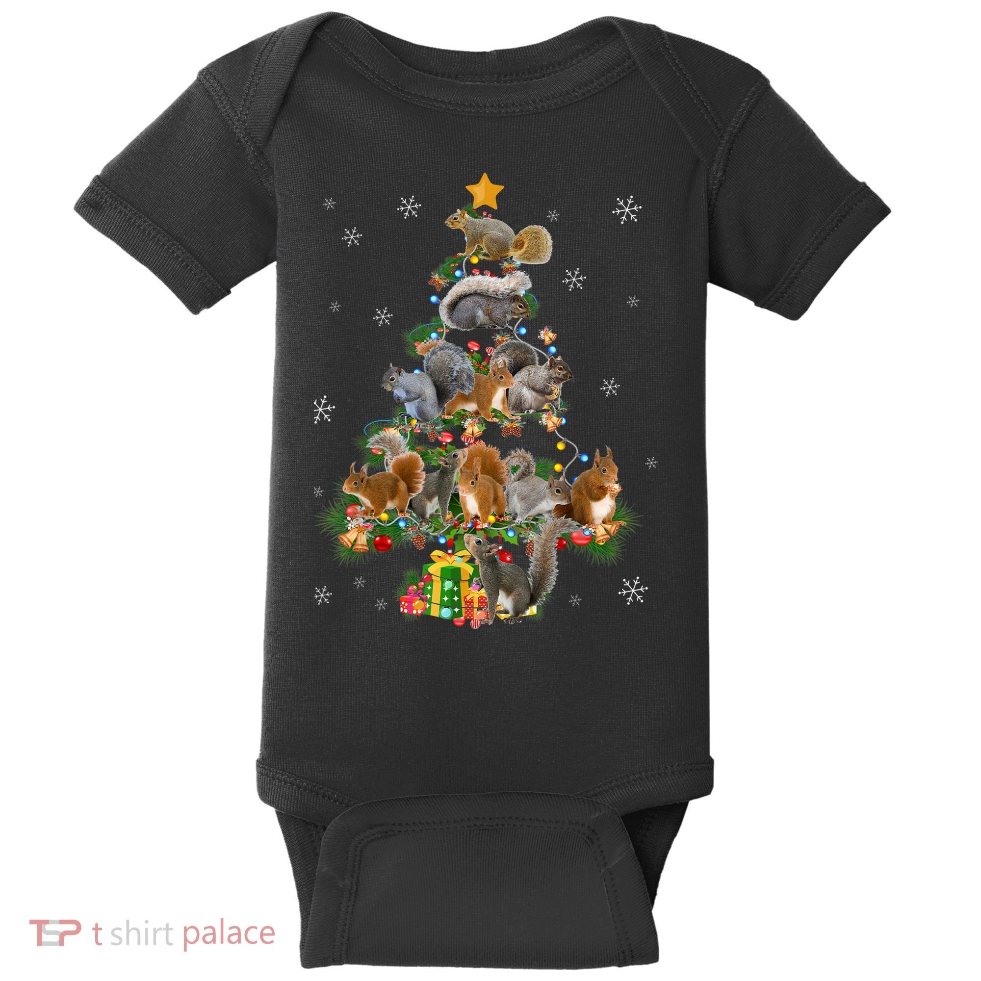 Funny Squirrel Christmas Tree Squirrel Lover Xmas Gifts TShirt Baby Bodysuit