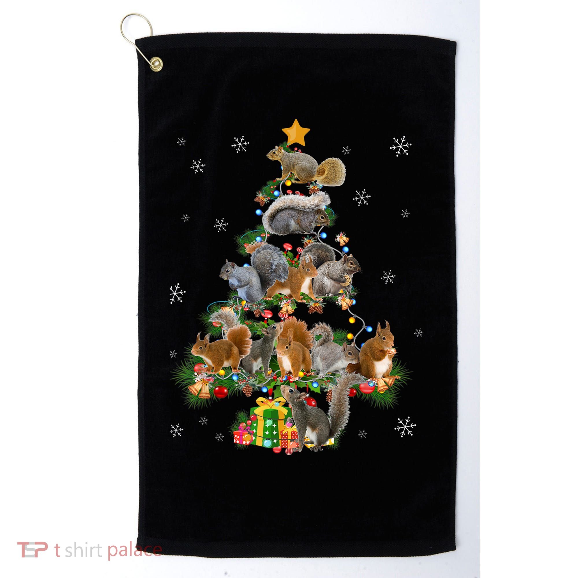 Funny Squirrel Christmas Tree Squirrel Lover Xmas Gifts TShirt Golf Towel