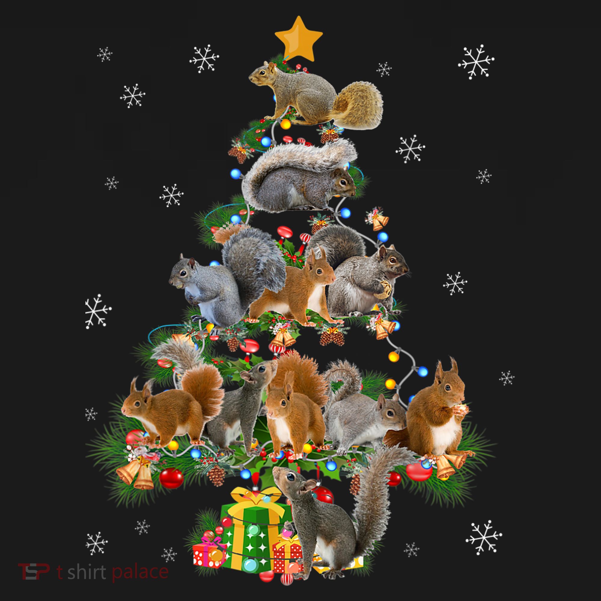 Funny Squirrel Christmas Tree Squirrel Lover Xmas Gifts TShirt Kids Long Sleeve Shirt