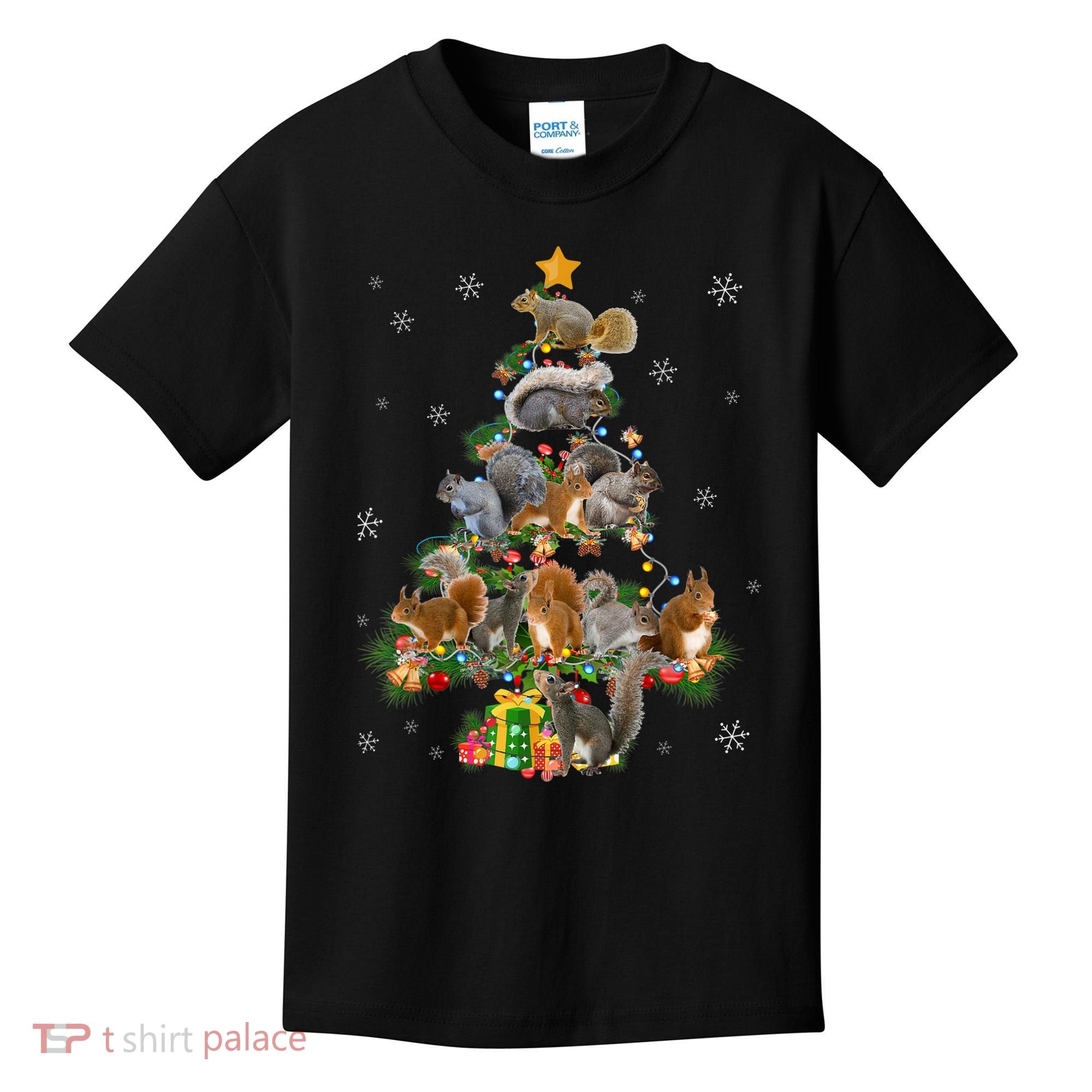 Funny Squirrel Christmas Tree Squirrel Lover Xmas Gifts TShirt Kids T-Shirt