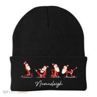 Funny Santa Claus Yoga Pose Namasleigh Namaste Christmas Beanie thumb 0