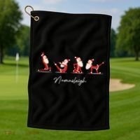 Funny Santa Claus Yoga Pose Namasleigh Namaste Christmas Golf Towel thumb 1
