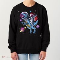 Funny Santa Claus Astronaut Christmas Riding Dinosaur Trex Gift Women's Sweatshirt thumb 0