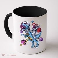 Funny Santa Claus Astronaut Christmas Riding Dinosaur Trex Gift Coffee Mug thumb 0