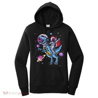 Funny Santa Claus Astronaut Christmas Riding Dinosaur Trex Gift Women's Hoodie