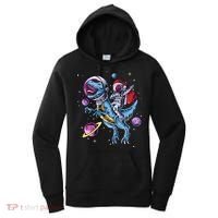 Funny Santa Claus Astronaut Christmas Riding Dinosaur Trex Gift Women's Hoodie thumb 0