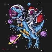 Funny Santa Claus Astronaut Christmas Riding Dinosaur Trex Gift Women's Hoodie thumb 2