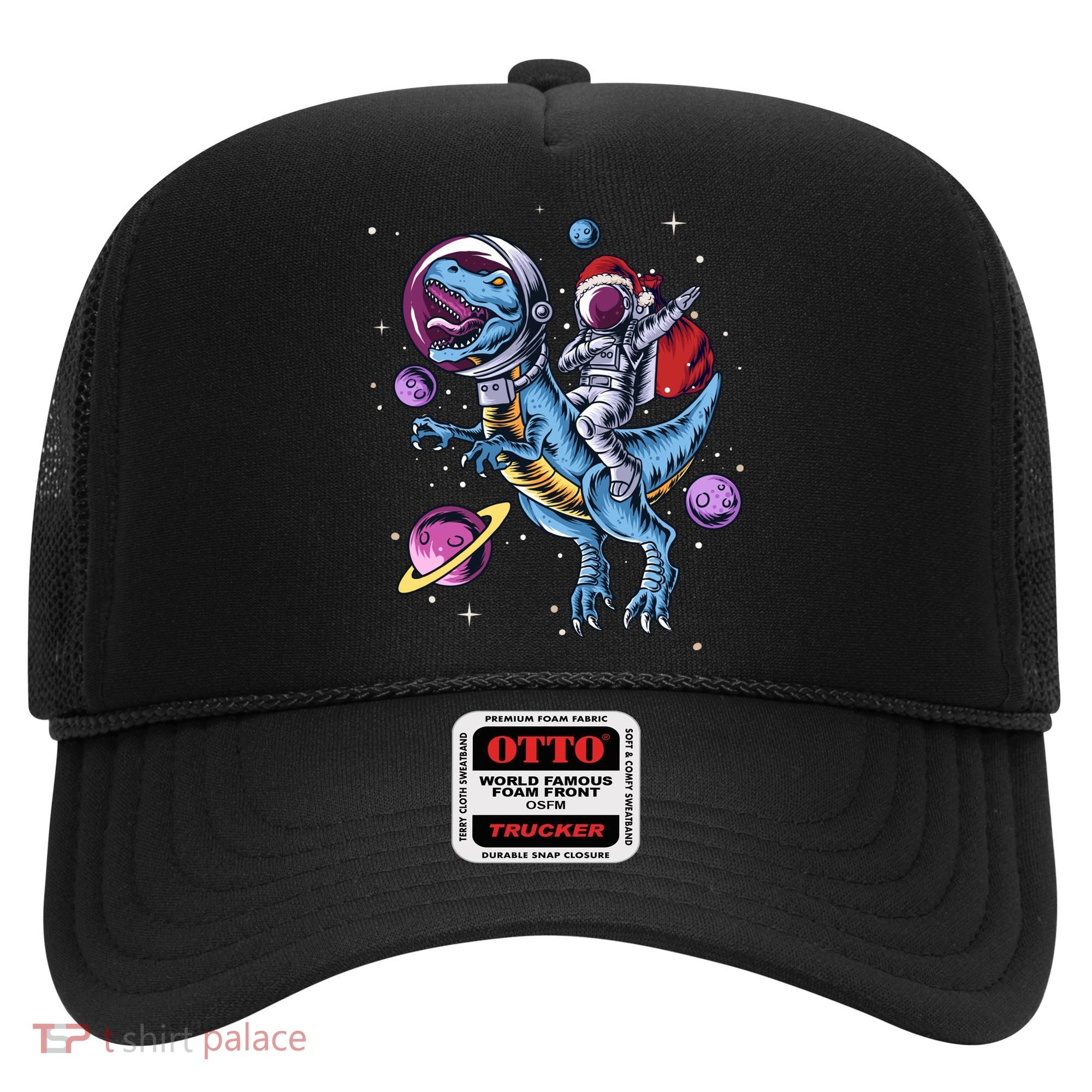 Funny Santa Claus Astronaut Christmas Riding Dinosaur Trex Gift Hat