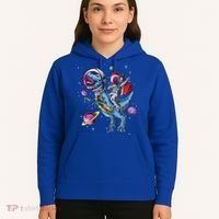 Funny Santa Claus Astronaut Christmas Riding Dinosaur Trex Gift Hoodie thumb 5