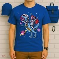 Funny Santa Claus Astronaut Christmas Riding Dinosaur Trex Gift T-Shirt thumb 6